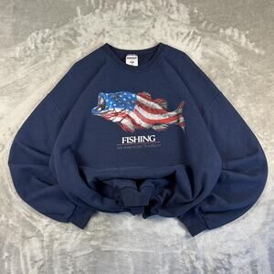 Jerzees Navy Blue Fishing Sweatshirt